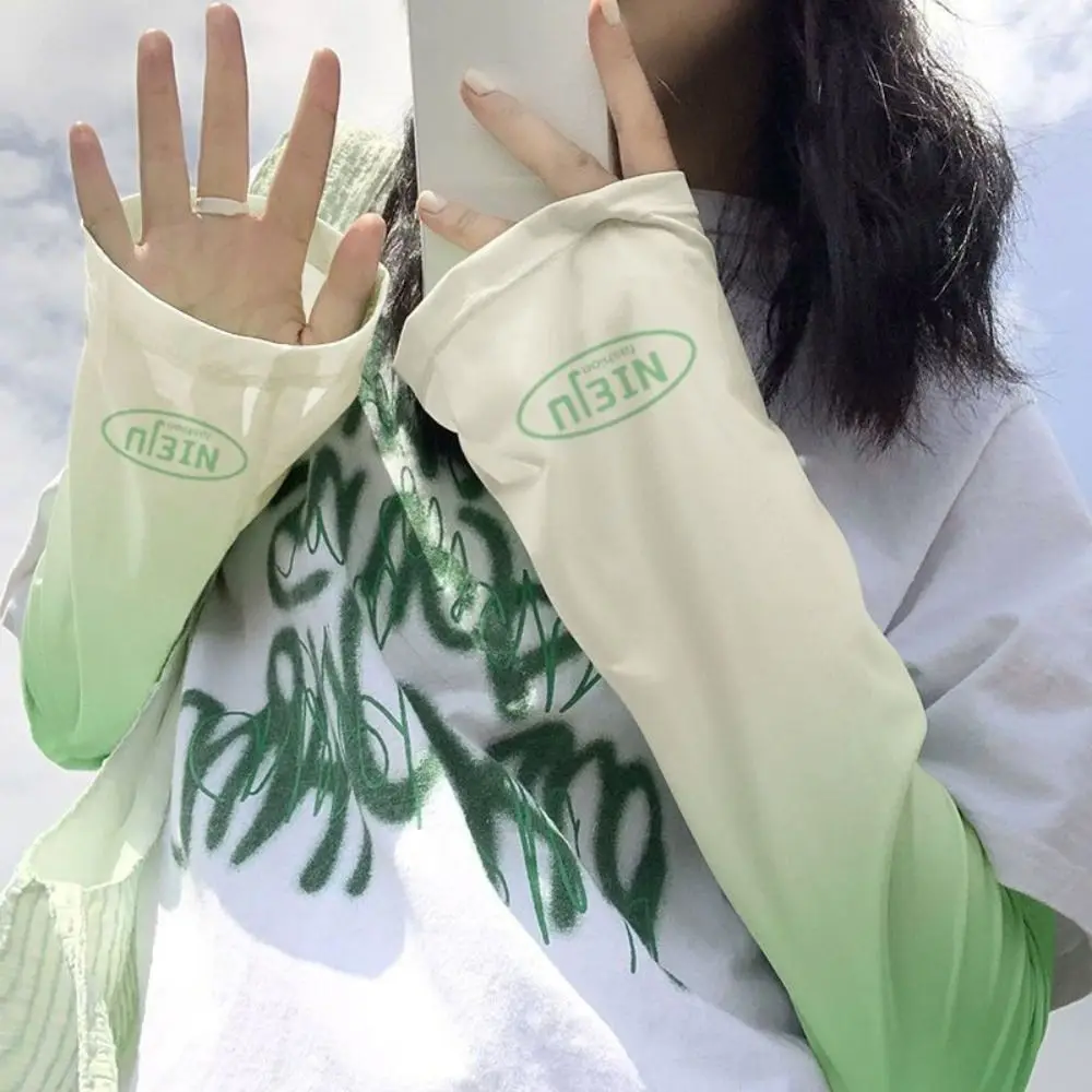 Stretchy Ice Fabric Arm Sleeves Loose UV Protection Hand Protector Cover Thin Sunscreen Gloves Riding Driving