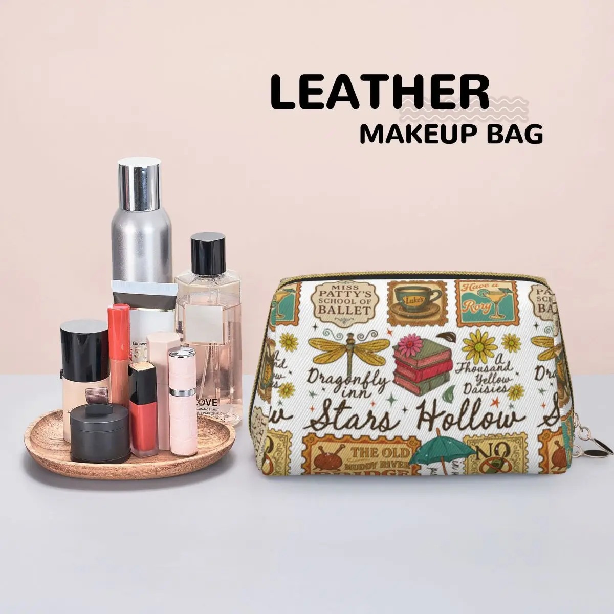 Gilmore Girls Stars Hollow Retro Women Cosmetic Bags Travel Makeup Organizer Pouch Toiletry Storage Dopp Kit Box