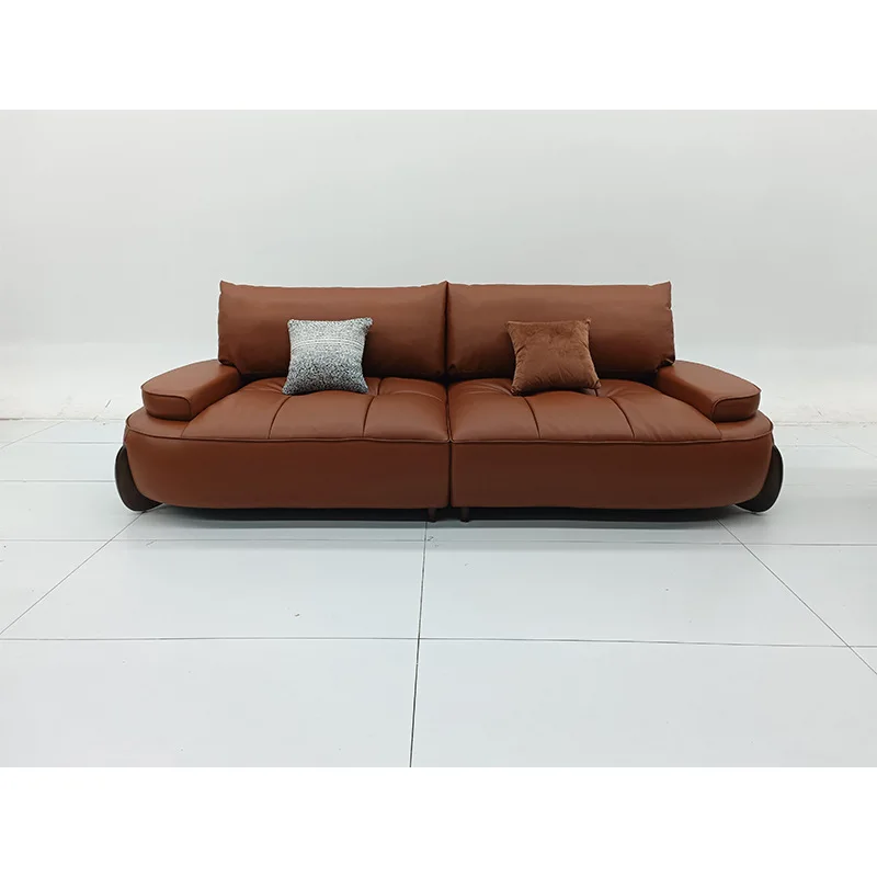 LMM leather sofa straight row living room curved hotel engineering microfiber leather