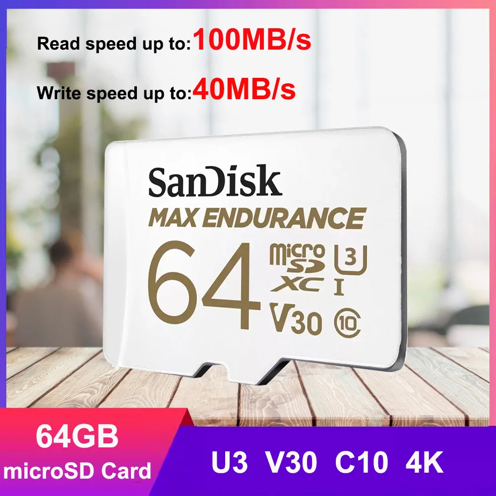 SanDisk MAX ENDURANCE MicroSD-kaart 256GB 128GB 64GB 32GB Geheugenkaart TF-kaart Full HD 4K voor beveiligingscamera’s en dashcams