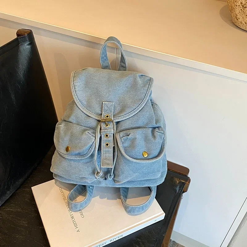 

Buckle Sewing Fashion Oxford Backpacks Solid String Button Multiple Pockets 2025 Hot Sale Bags for Women Mochila Mujer