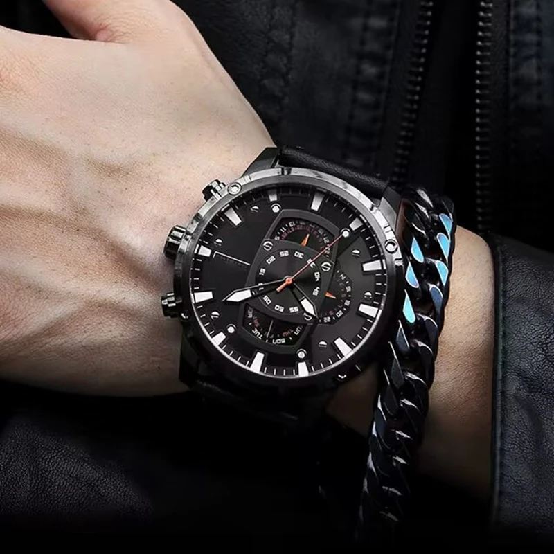 LEOCYLIN quartz watch sports for men fashion Wristwatches Waterproof luminous Japanese movement for men Relogio Masculino
