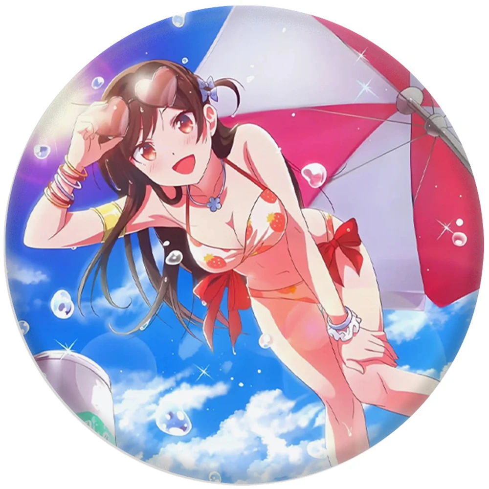 58mm Anime Rent-A-Girlfriend Lchinose Chizuru Asami Nanami COSTUME Cosplay Distintivo Pin SPTE Spilla in banda stagnata ﻿   Prop Gilf