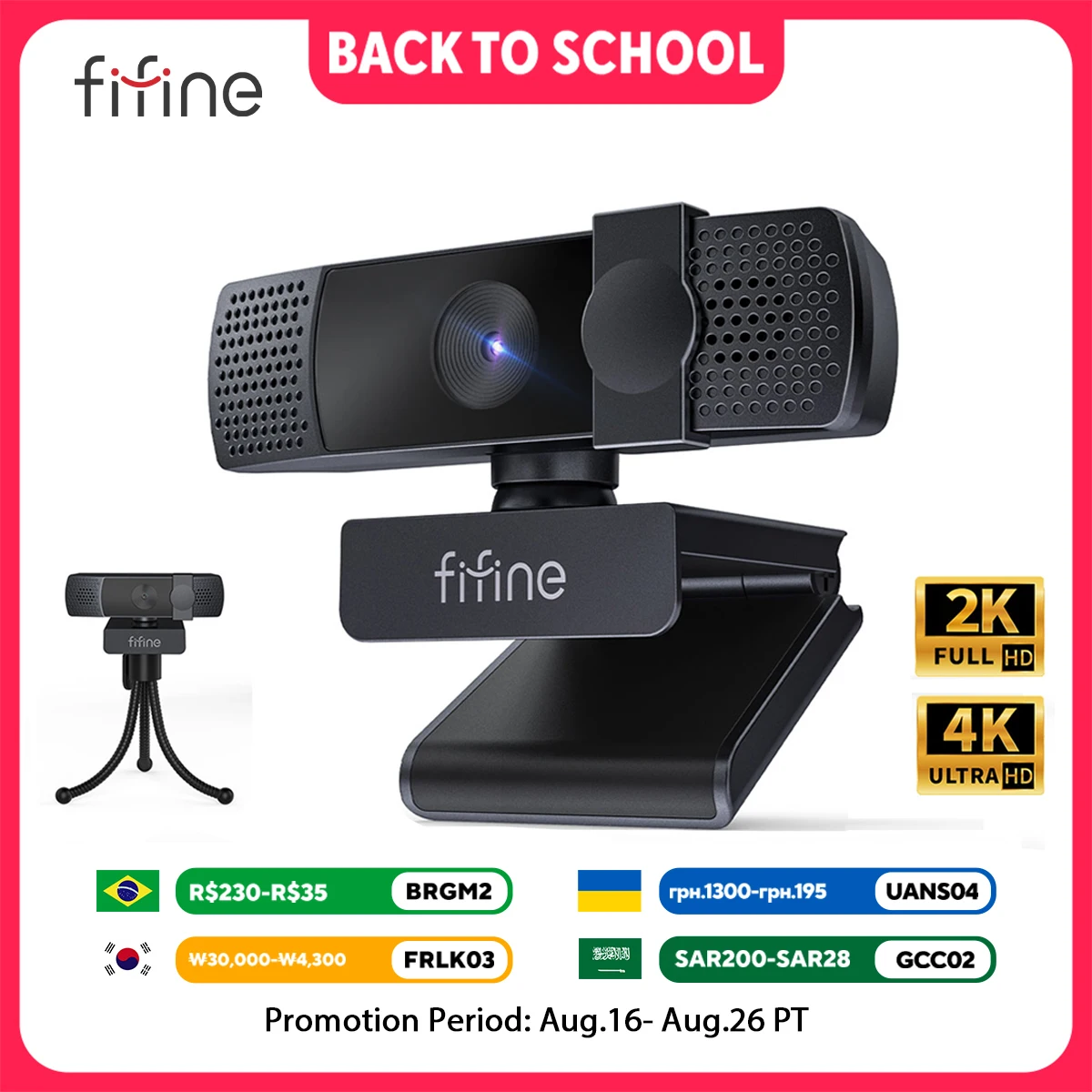 fifine-2k-4k-usb-ウェブカメラ、自動焦点機能付き、youtube、pc-mac-カメラ用、プライバシーカバー付き、ゲーム-ライブストリーミング-会議用-k436-k438