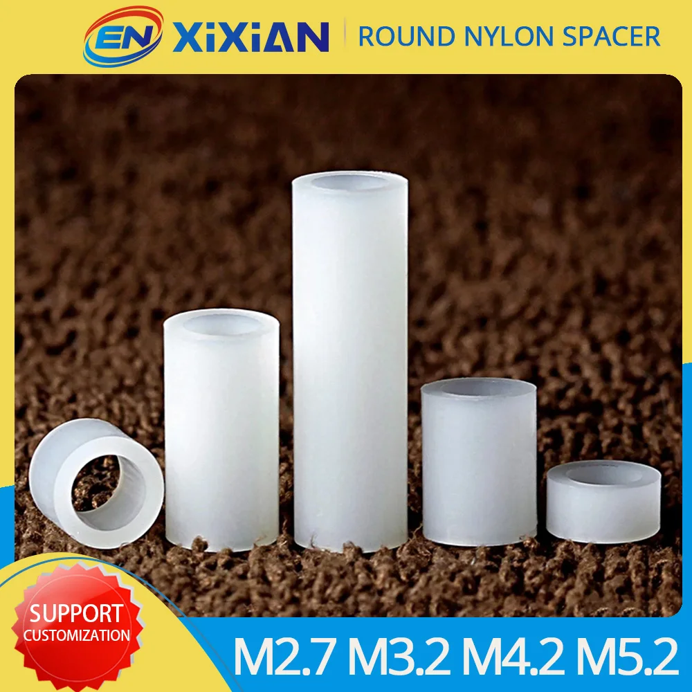 M2.7 M3.2 M4.2 M5.2 White Nylon Plastic Motherboard Standoff Rround Metric PC Computer Board Spacer PCB Hollow Non Threaded