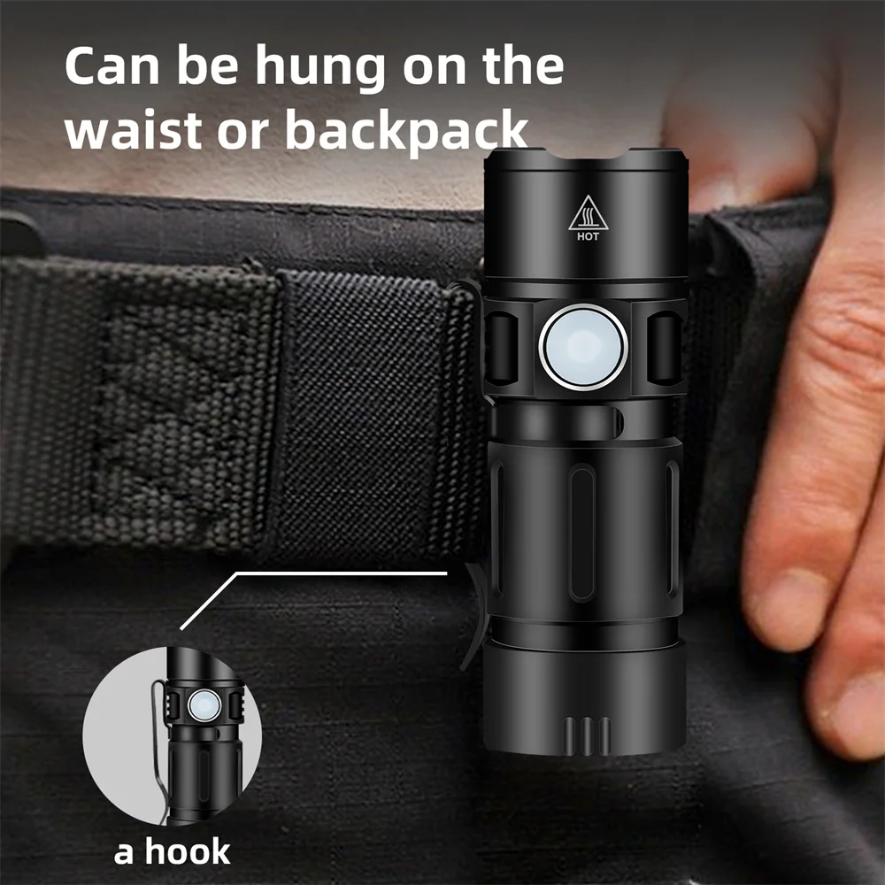 Newest LED Mini LED Flashlight USB Rechargeable Pocket Portable EDC Torch Emergency Camping Lantern with Magnet