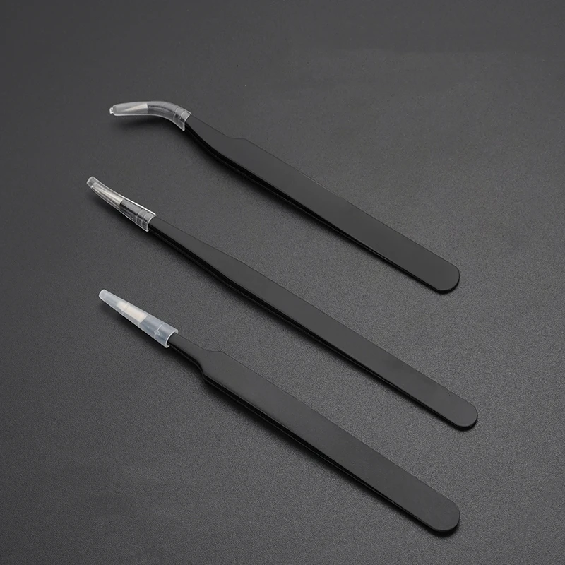 1pcs Precision Tweezers Straight Curved Fine Spade Tip Anti-Static Stainless Steel for Journal Tape Stickers Handwork A6827