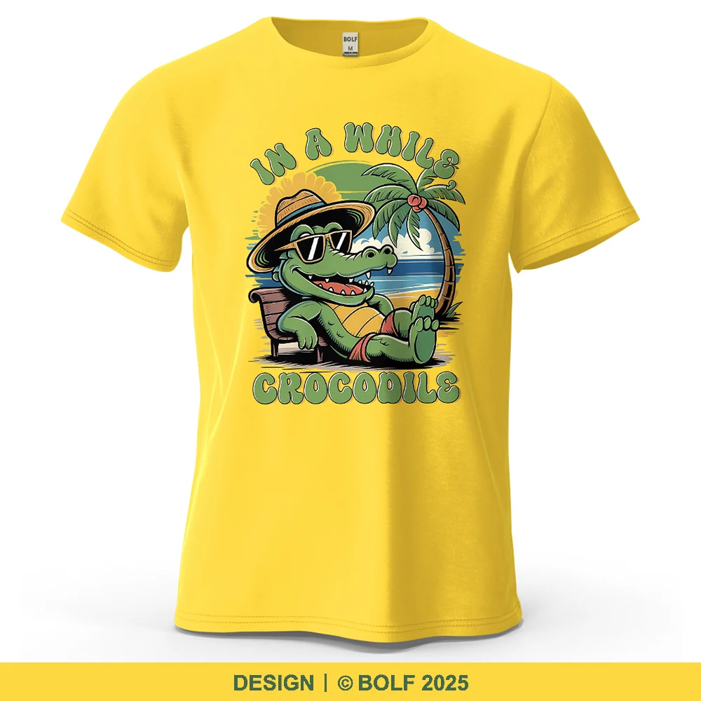 In A While Cartoon bedrucktes Herren-T-Shirt aus 100 % Baumwolle, übergroße Sommer-Strand-Grafik-T-Shirts für Damen, Tops, T-Shirts, Streetwear