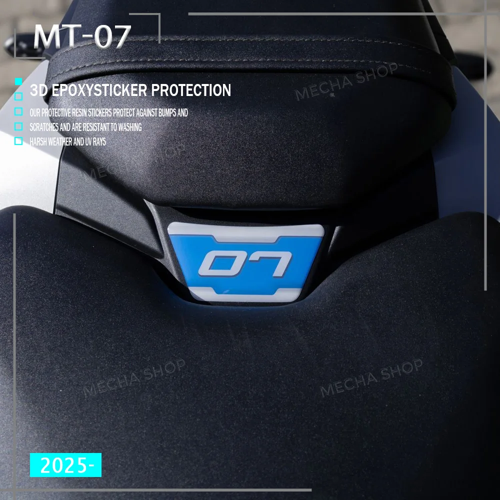 

Аксессуары для мотоцикла MT07: 3D-наклейка из эпоксидной смолы для MT-07 2025, декоративная защита заднего сиденья, водонепроницаемая, устойчивая к царапинам