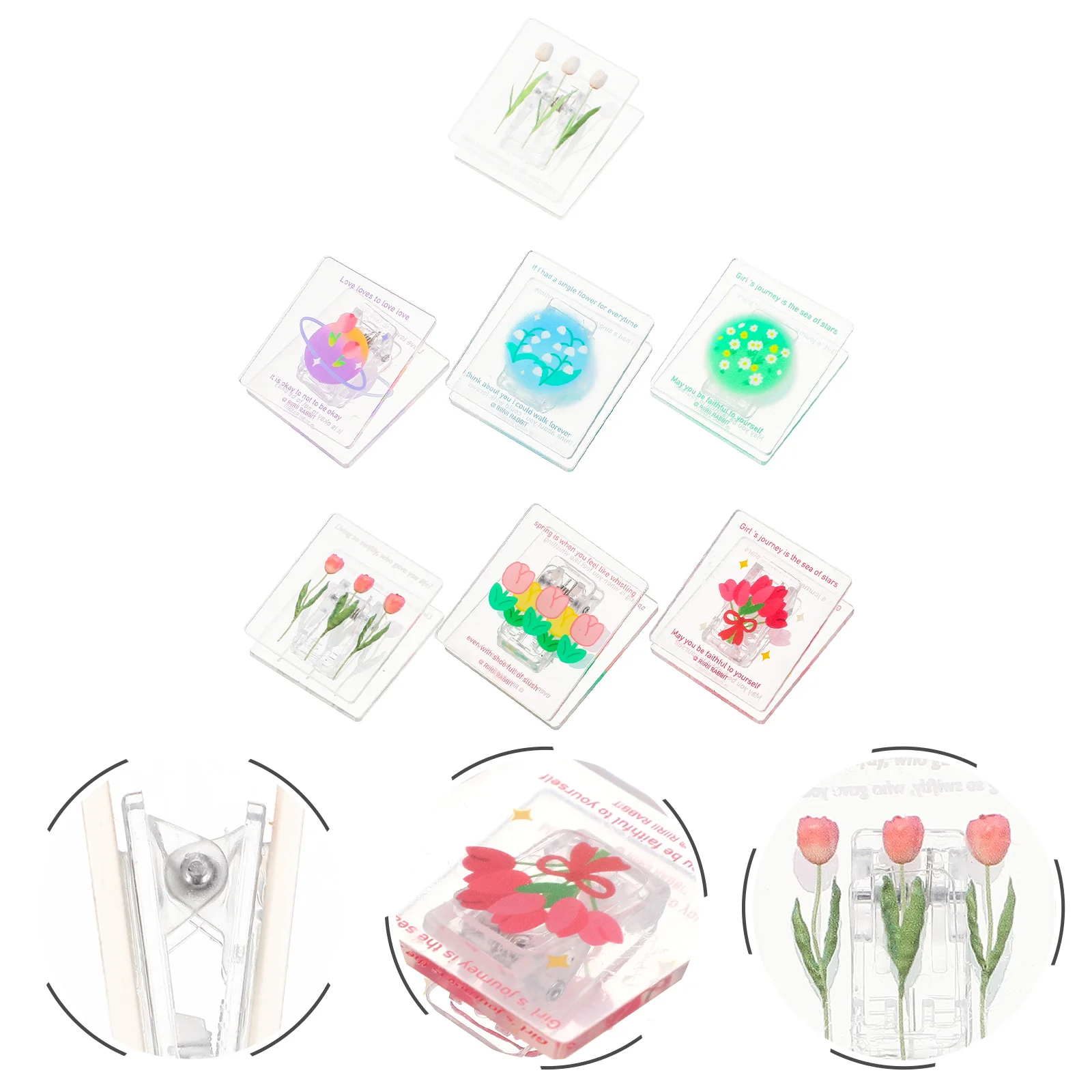 

7pcs Acrylic File Clip Premium Folder Clamps Multi-Function Paper Holder Office Home Decor Hanging Wall Blackboard Strong Hold