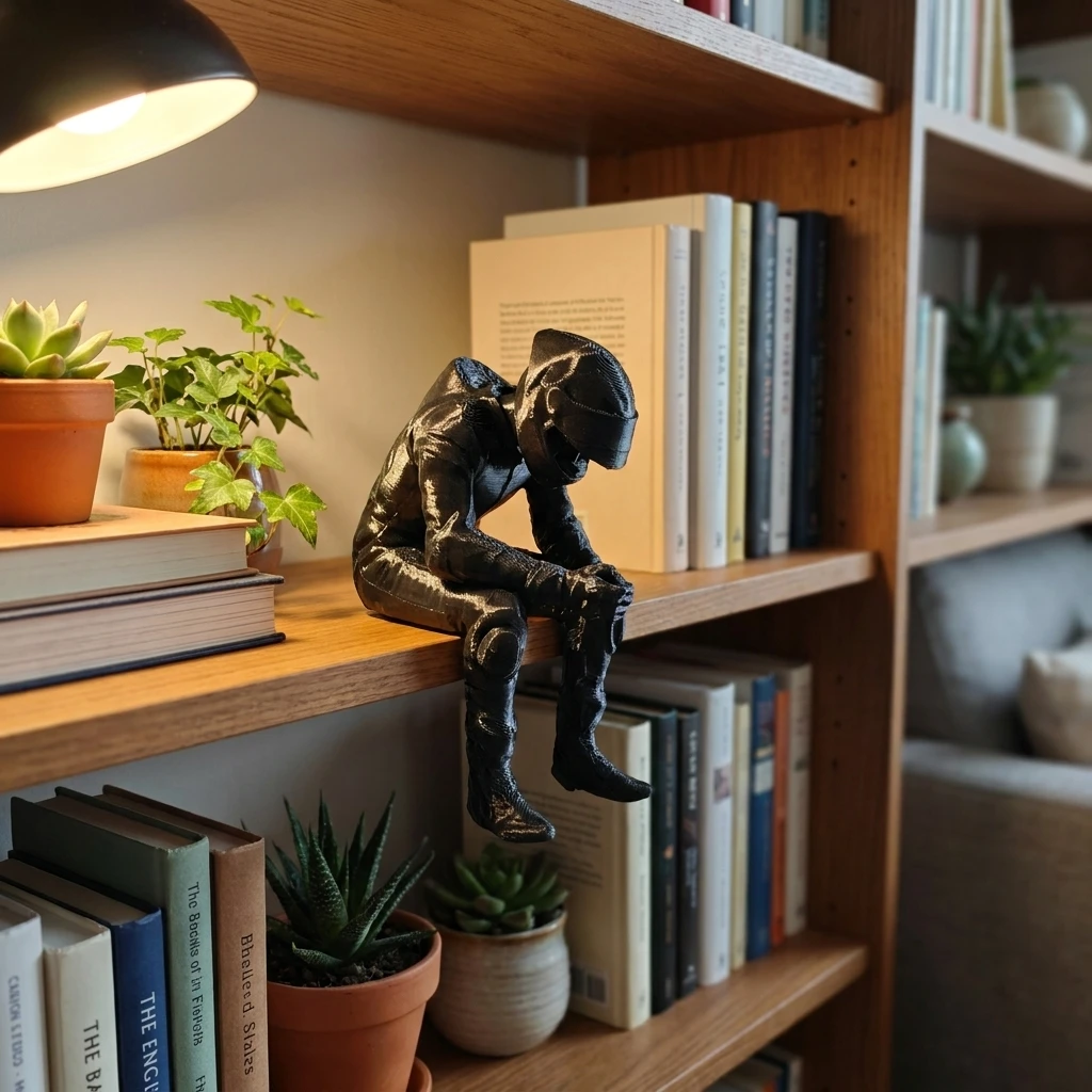 3D Printed Black MotorcycleRider Figurine,Plastic Racer Tabletop&DashboardOrnament,Unique Father’sDayGift forMotorbikeRacingFans