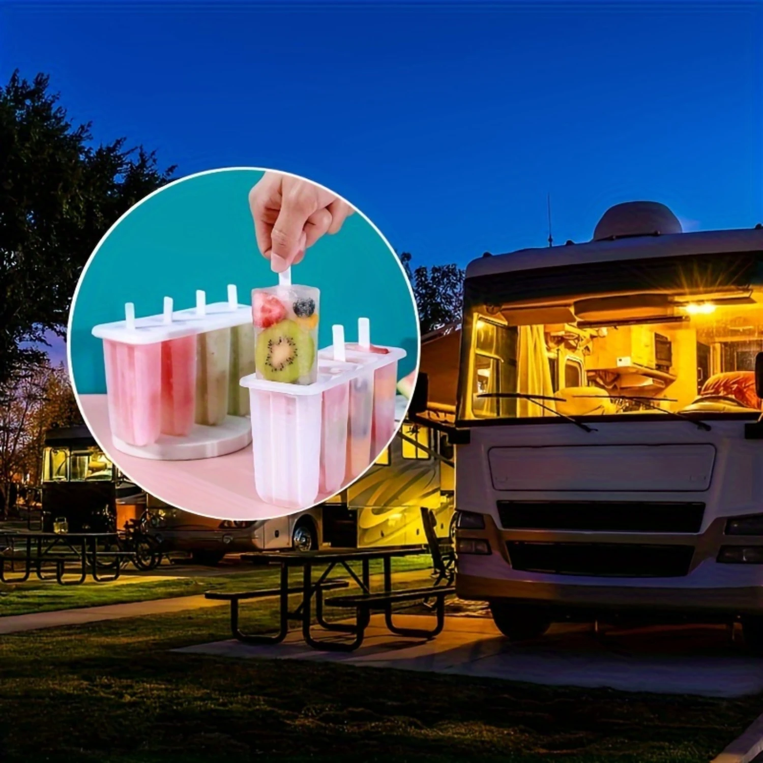 مجموعة قوالب مصاصة الآيس كريم ذات 4 تجويف مع أغطية - خالية من مادة Bpa، سهلة الاستخدام، أداة متينة للآيس كريم والحلويات محلية الصنع