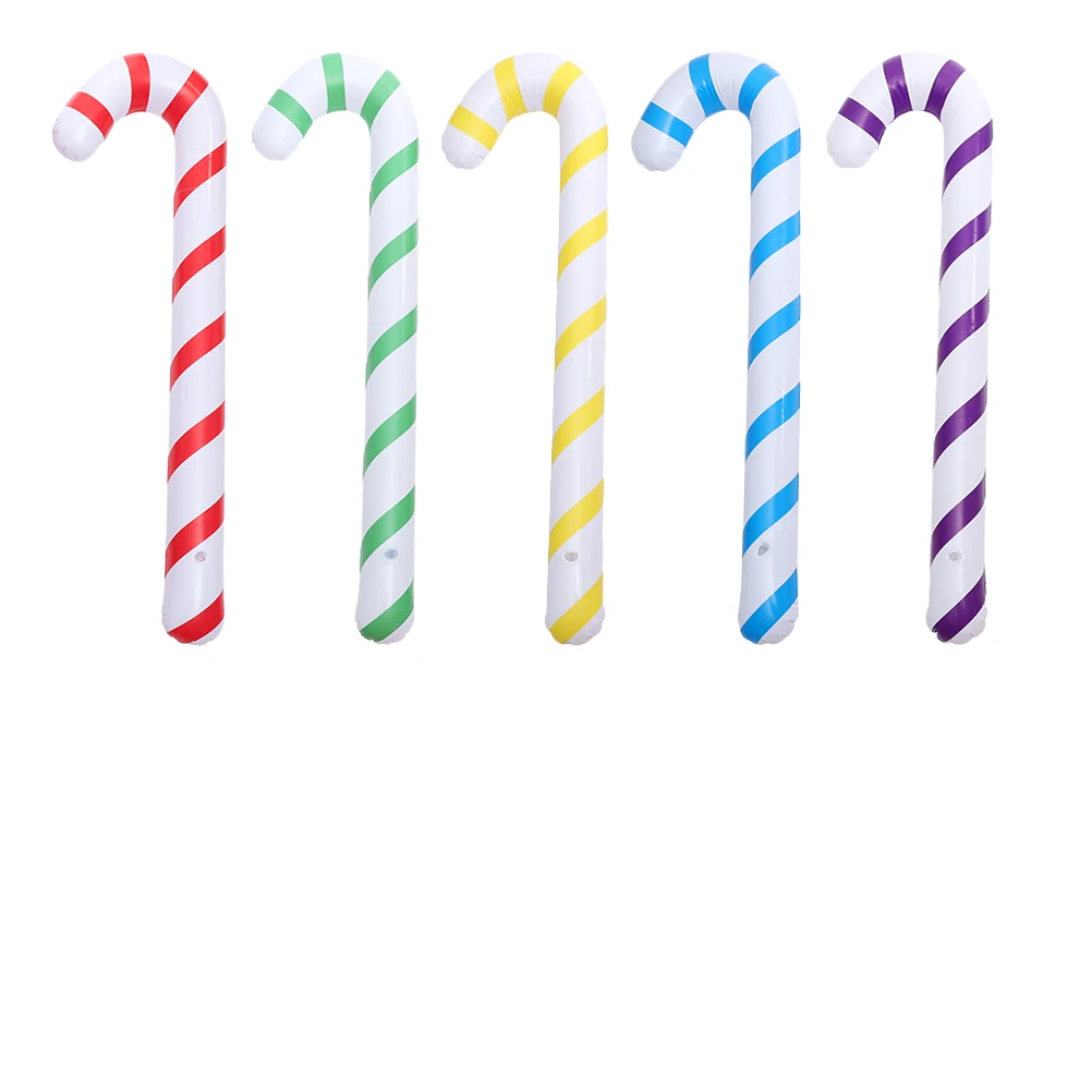 

10Pcs Inflatable Candy Canes PVC Christmas Decorations Xmas Birthday Party Photo Props Bright Colored Candy Cane Balloons