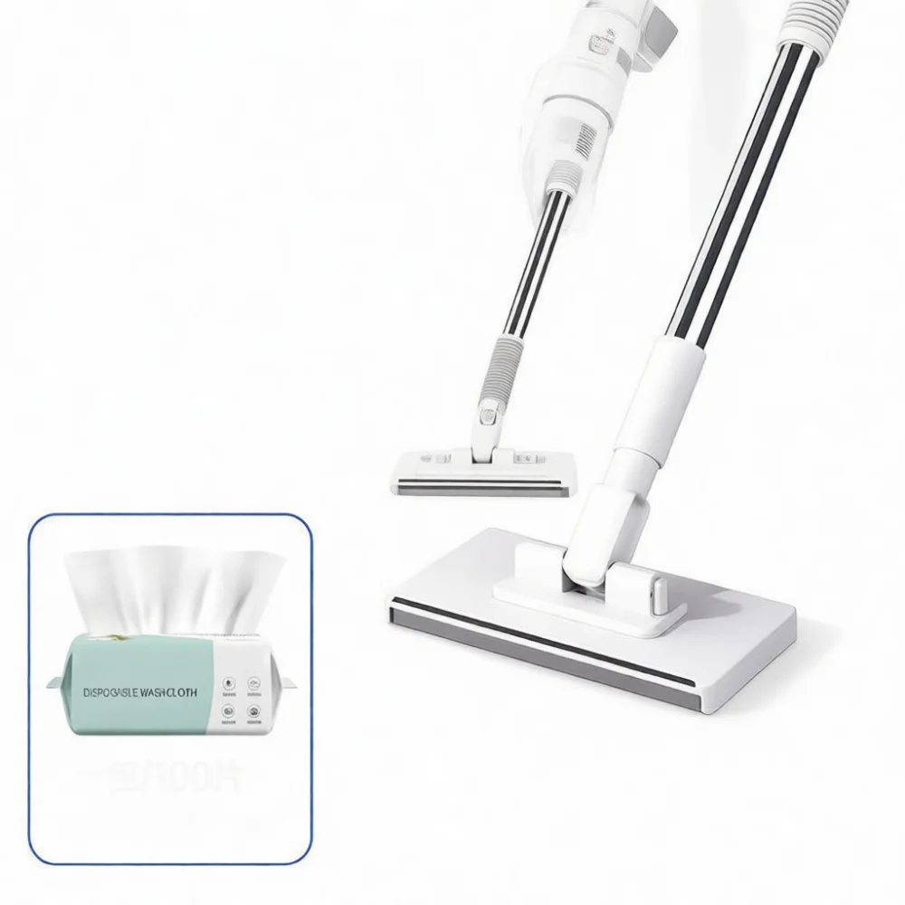 Compact Hand Free Mini Mop Head For Bathroom Wall Gap Cleaning Clip Type Disposable Cloth Mop Stick Durable Home Utility