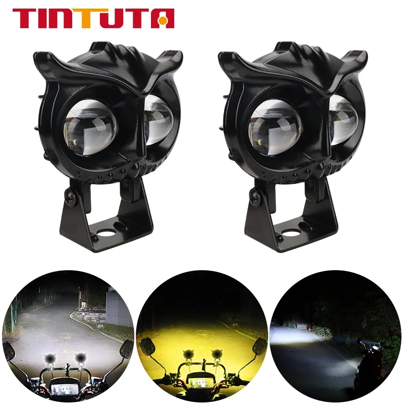 

Owl Motorcycle Spotlight Auxiliary Headlight Yellow and White LED Driving Auxiliary Fog Lamp Car UTV Truck Off Road Accessories