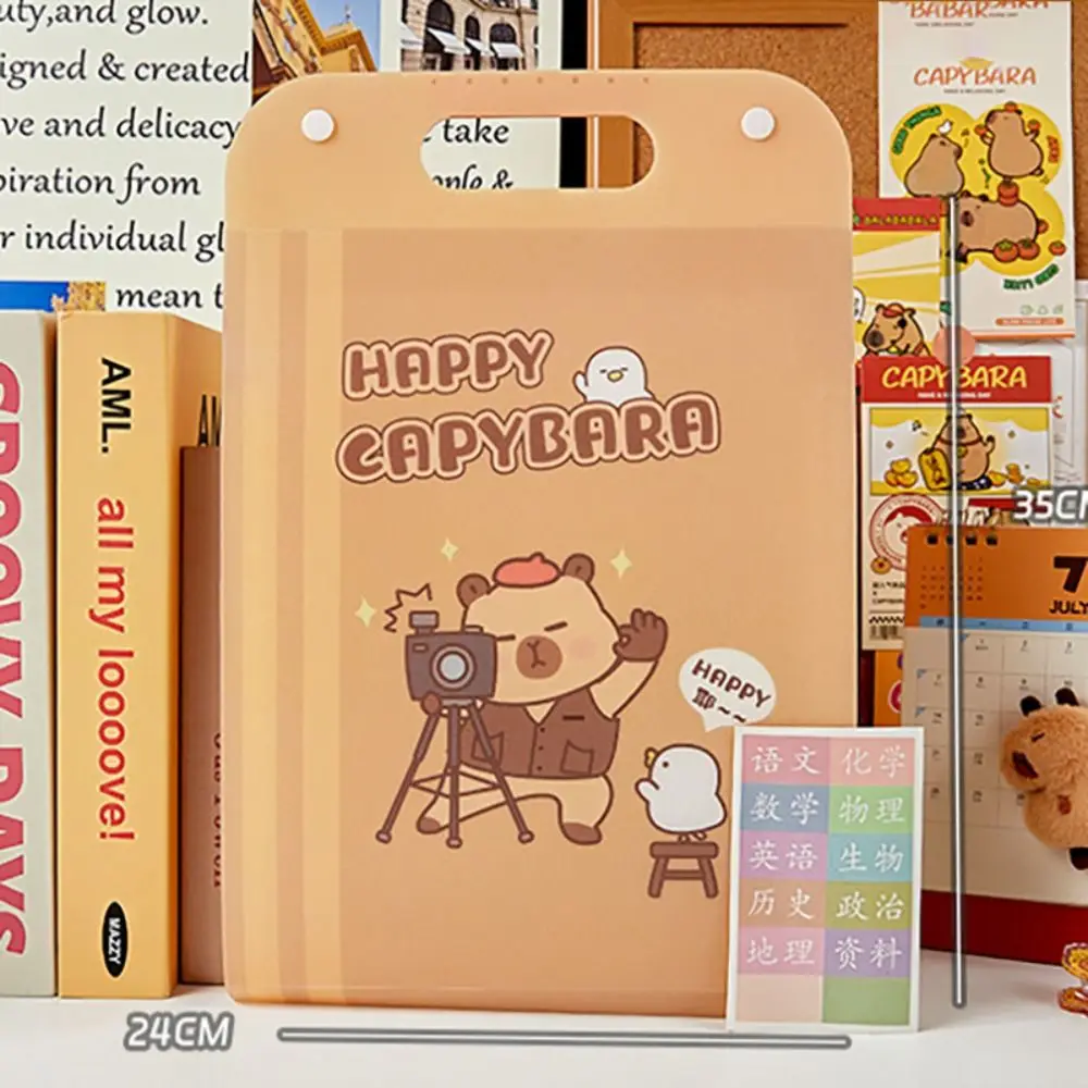 Portable Waterproof File Folder Capybara Large Capacity File Organizer PP 8/13 Pockets Test Paper Storage Folder Gift