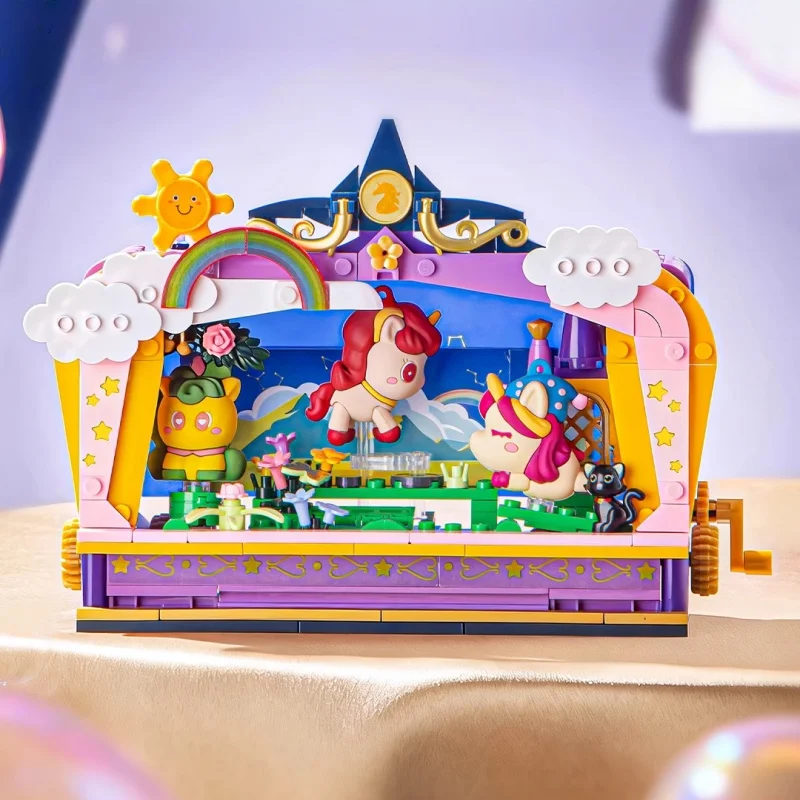 

Dream Unicorn Stage Theater Gift Box Building Block Assembly Toy Model Desktop Collection Ornament Christmas Gifts