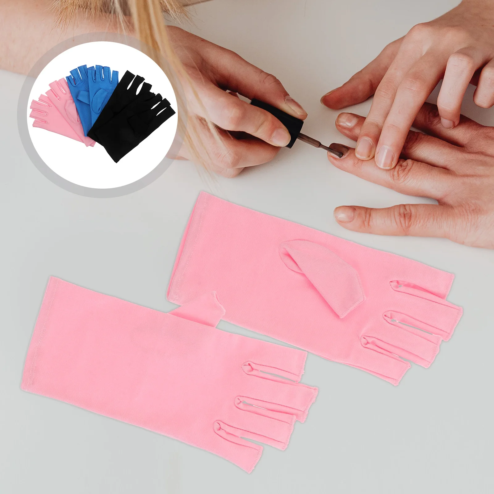 

3 пары анти-УФ-перчаток без пальцев для ногтей, маникюра, основные защитные перчатки, спа-перчатки с половиной пальца, маникюрный уход за руками