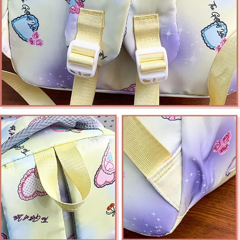 Multicolor 3-in-1 School Bag Large Capacity Flower Printed Crossbody Bag Nylon Multi-Function Pen Bag Primary School Student