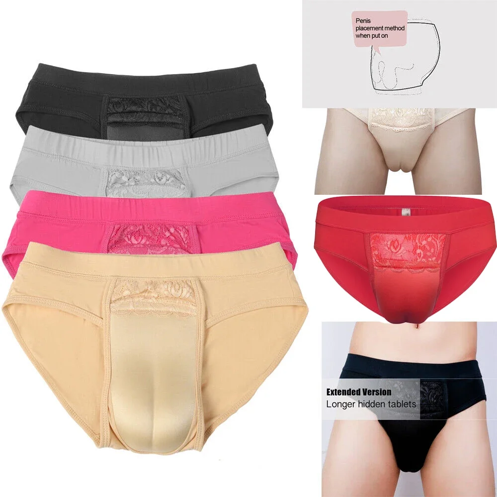 

Mens Hiding Gaff Briefs Low Rise Fake Vaginal Cotton Shaping Briefs Crossdress Camel Toe Underwear Transgender Gay Sissy Panties