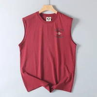 Camiseta Retro americana sin mangas con cuello redondo y estampado de letras para hombre, chaleco informal deportivo de baloncesto 100% de algodón a la moda, novedad de verano 2025