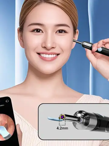 WiFi Endoscope 4.2mm 1080P Ear Picker Camera with Ear Spoon Base for iOS/Android Ear Cleaning Otoscope with Ear Wax Removal Tool