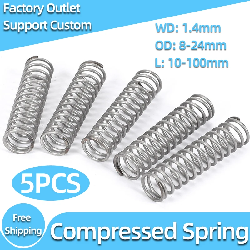 

Creamily 5PCS Cylidrical Coil Compression Spring Rotor Return Wire Diameter Rotor Return Spring Outer Diameter 8-24mm