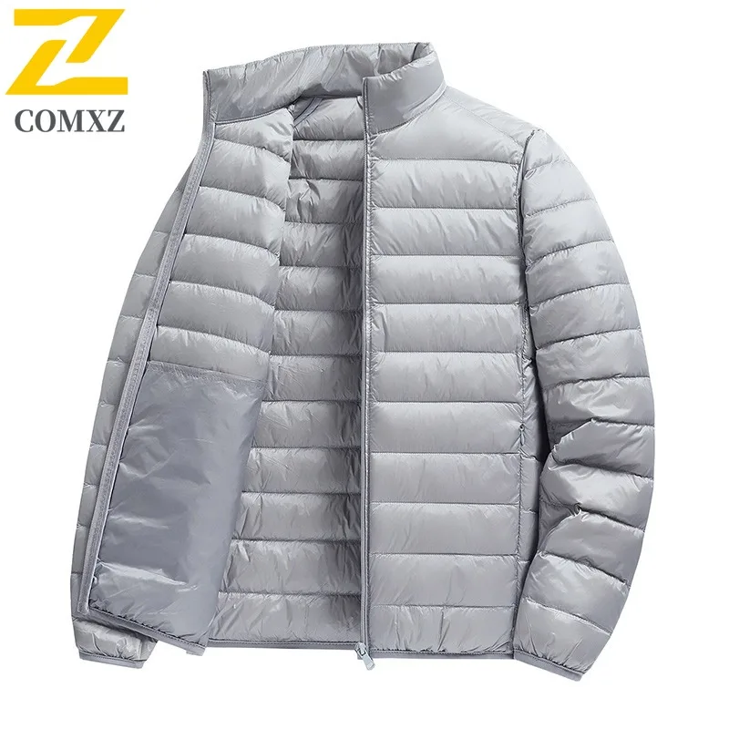 

COMXZ Men Down Jacket Ultra Light Outdoor Work Thickened Warm Parka Solid Color Design Travel Cold Resistant Winter Down Coat