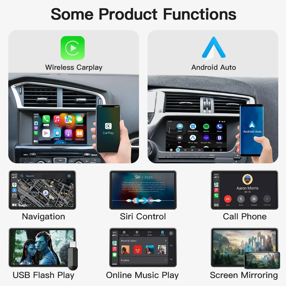 Wireless  Carplay adapter Android Auto For Peugeot&Citroen SMEG&MRN NAC 508 308 208 3008&C4 DS3 DS5 Support Reverse Camera