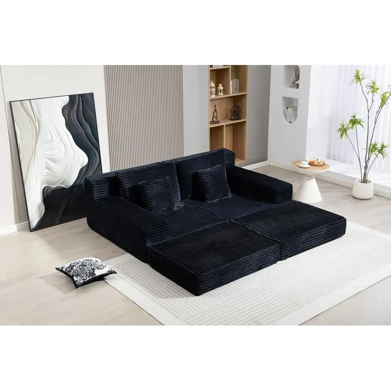 سرير أريكة صالة سروال قصير حديث، أريكة سحابة منجدة مع مقعد عميق، لا حاجة إلى تجميع، مقعد أنيق للنوم