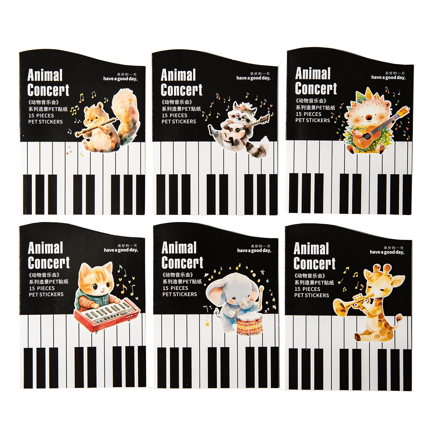 

12 упаковок/лот, серия Animal Concerts, милые ретро декоративные наклейки для домашних животных