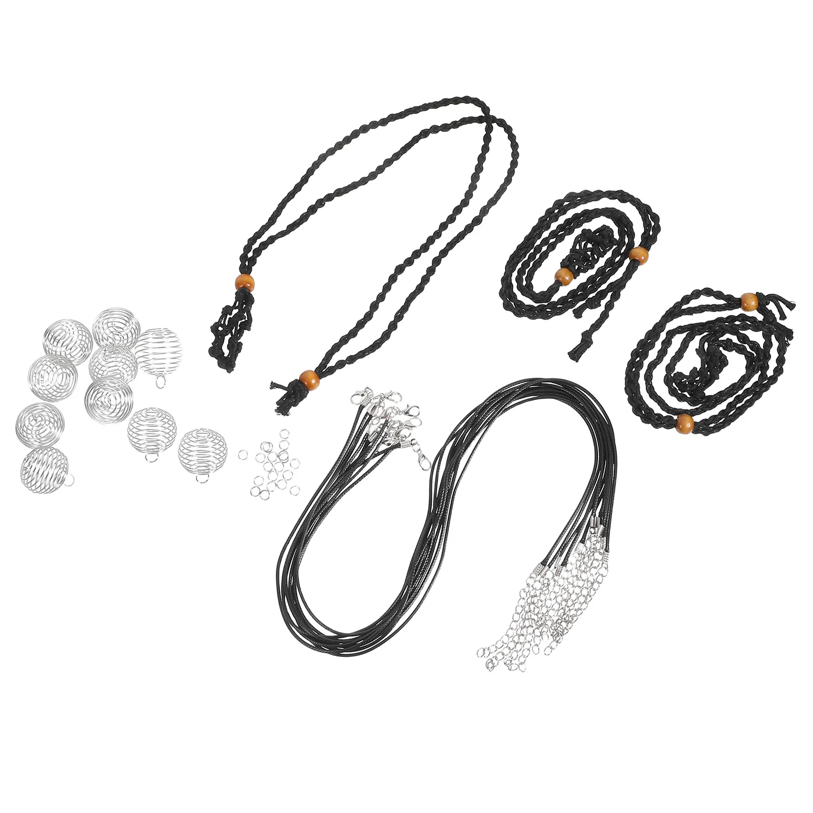 

Creative Jewelry Material Set Black Iron Wire Waxed Thread Cord Diy Necklace Bracelet Making Kit Adjustable Hand-Woven Cords