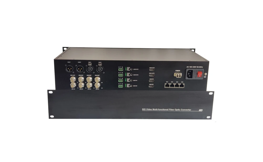 4-CH 3G HD SDI Video/Audio/Ethernet Over LC Fiber Optic Transceivers Extender Converter Kit for Broadcast System (Tx/Rx) 20KM
