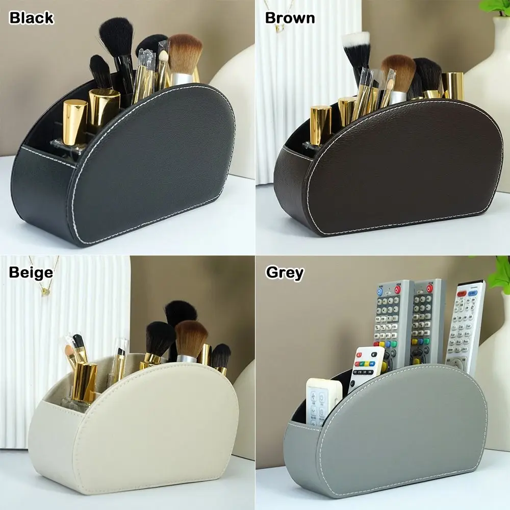 Einfache PU Leder Fernbedienung Lagerung Box Fünf Grids Desktop-Organizer Mode Kosmetik Pinsel Halter Stift Halter