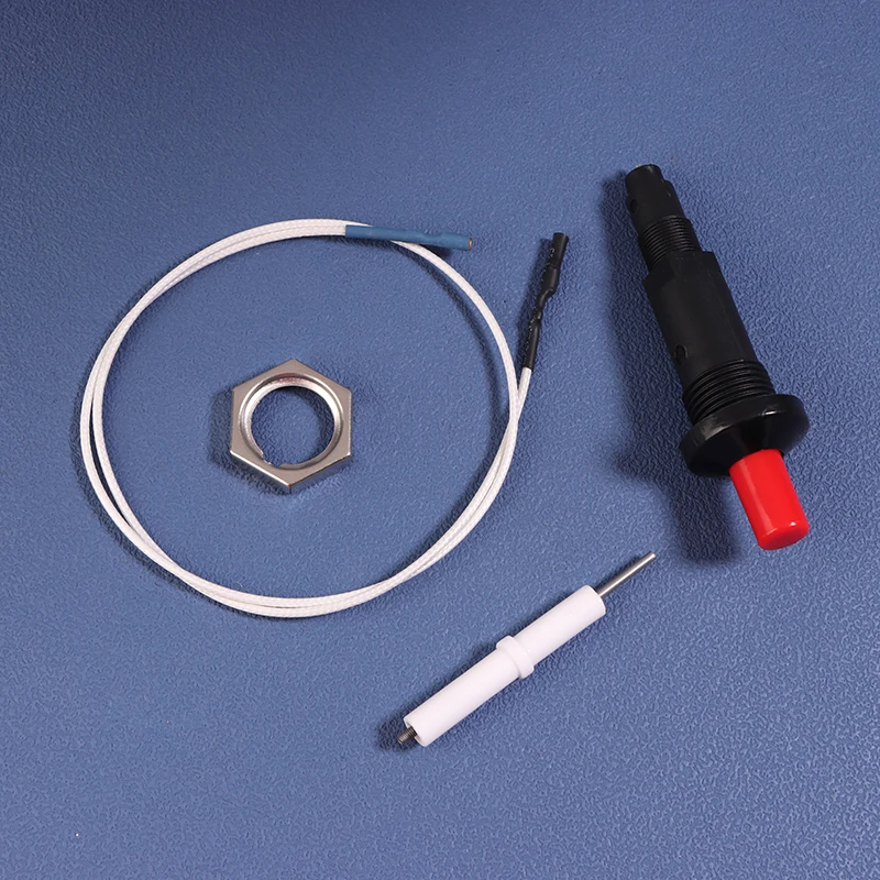1Set Push Button Piezo Ignitor With Cable Spark Ignition Kit Pressing Sparking For Oven Stove BBQ Camping Hiking Kitchen