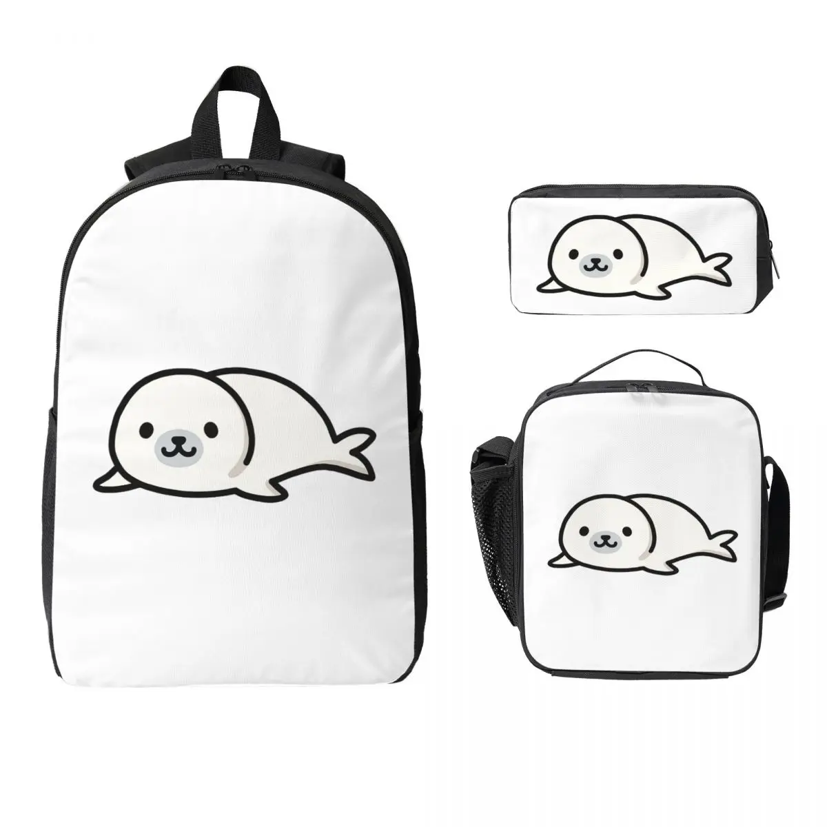 

Seal Backpack Student Boys Girls BookBag School Bag Computer Shoulder Bags 3ps Insulated Lunch Bag Pencil Case