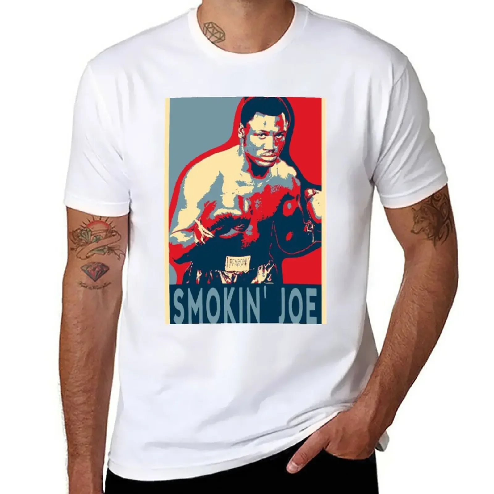 Joe Frazier Smokin joe T-Shirt sweat boys whites graphics T-shirts for men cotton Summer fashion New Arrival Cotton Short Sleeve