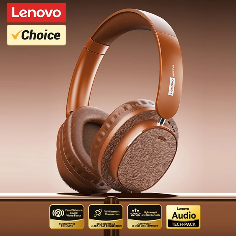 Casque de jeu rétro TH30 Pro Lenovo, sans fil, Bluetooth 6.0, casque supra-auriculaire pliable, écouteurs sportifs en cuir, cadeaux LS105