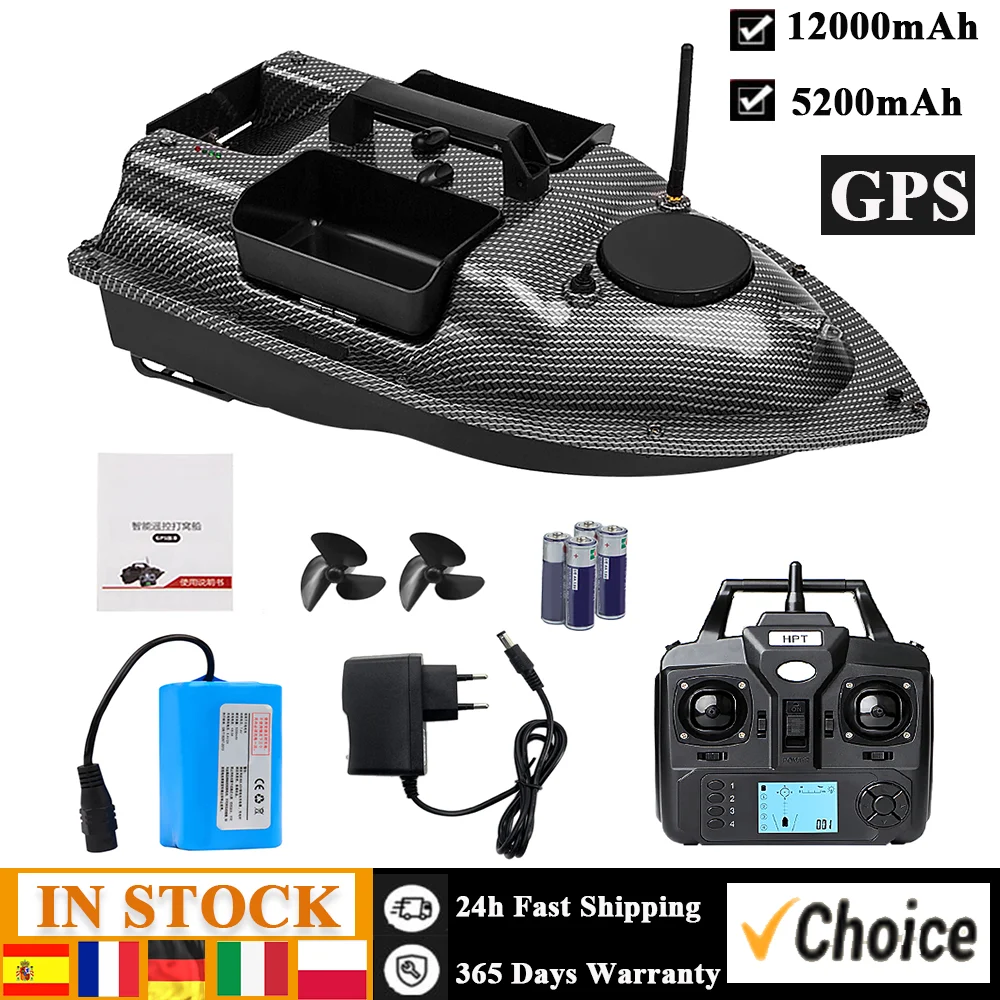 CTV18 GPS 5200mAh/12000mAh Fishing Bait Boat with 3 Bait Containers Wireless Bait Boat Automatic Return Fishing Accessories