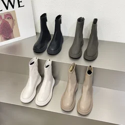 New Chelsea Women Shoes Platform Chunky Winter New Ankle Mid Heels Goth Boats Mujer Gladiator Motorcycle Warm Snow Boots Female