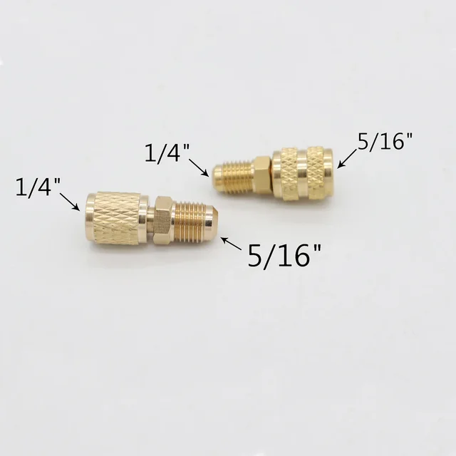Messing 2-teiliger Satz Schnellkupplungen für Vakuumpumpen 5/16 SAE auf 1/4 SAE R410A escritadapter