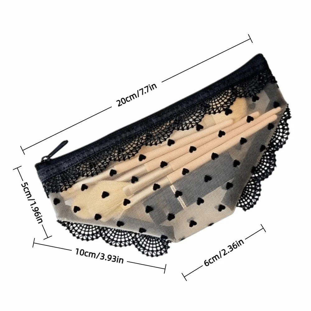 New Briefs Shape Cosmetic Bag Lace Heart Transparent Makeup Storage Pouch Mesh Y2K Toiletry Bag Storage for Travel image 6