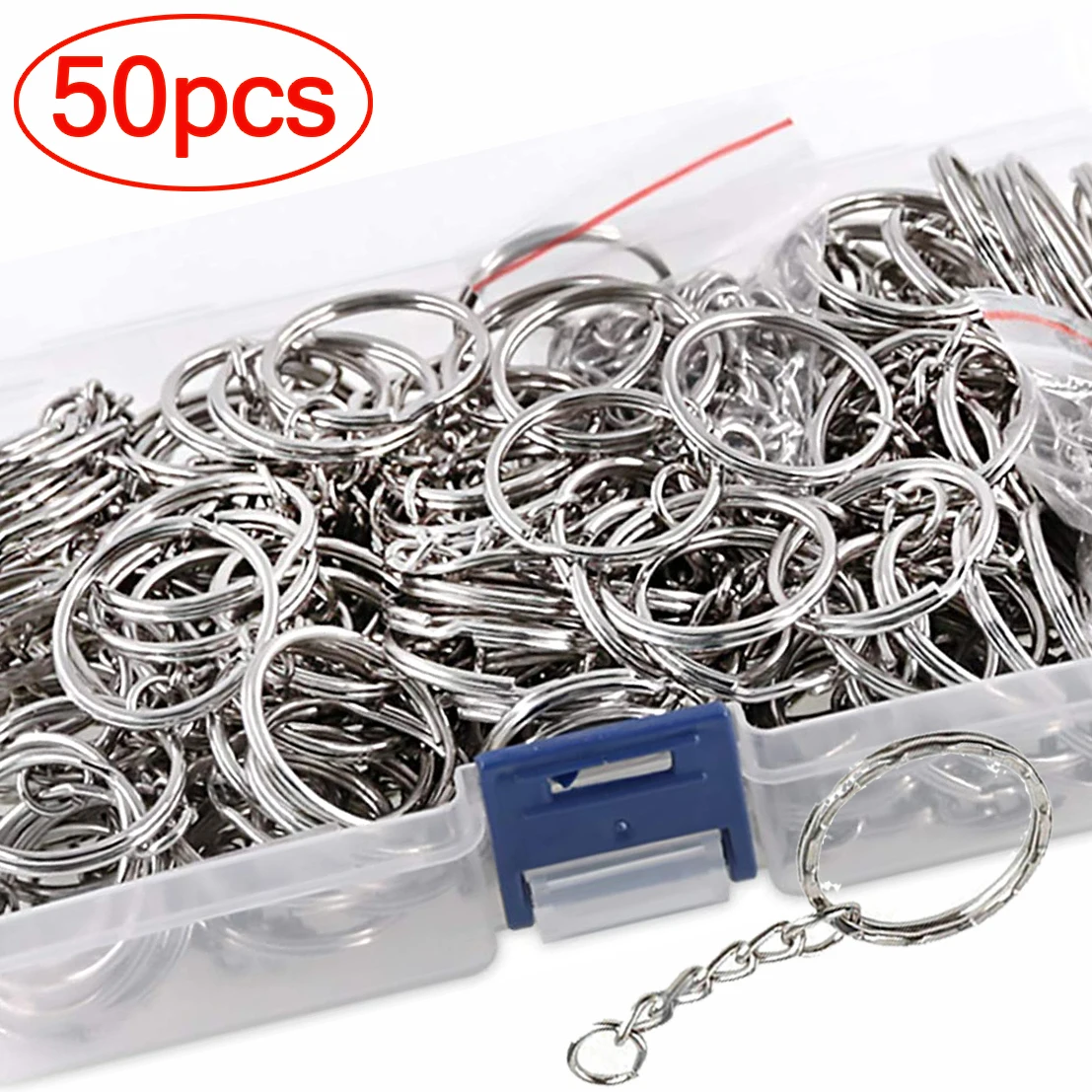 Silver Metal Blank Keyring Keychain Split Ring Keyfob Key Rings Lobster Clasp Key Chains Keychains Climbing Buckles Carabiner