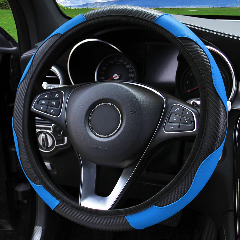 Kohlefaser-PU-Leder-Auto ohne Innenring, Lenkradbezug, Kfz-Zubehör, geeignet für 14,5–15 Zoll – Detail 9