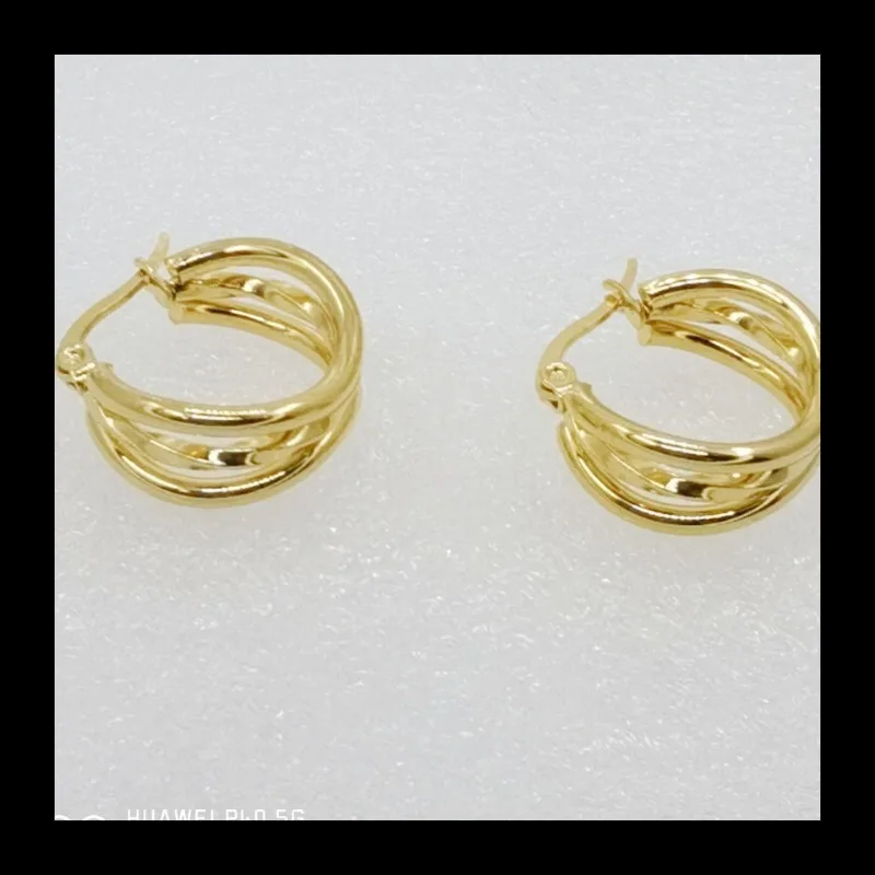 الفولاذ المقاوم للصدأ جديد متعدد الطبقات الجوف الأقراط الرائعة العصرية أزياء المرأة تنوعا الأذن مشبك المجوهرات #3