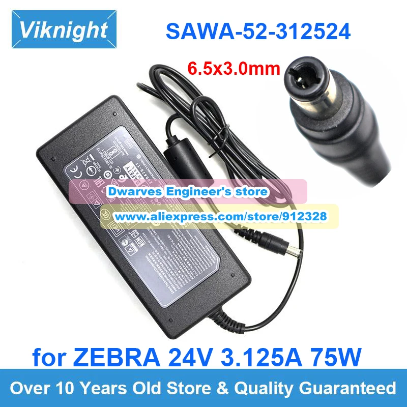 

Genuine SAWA-52-312524 24V 3.125A AC Adapter FSP075-RAAN2 Charger for ZEBRA Label Printer GX420T ZD620 GX430T ZD420 ZD410