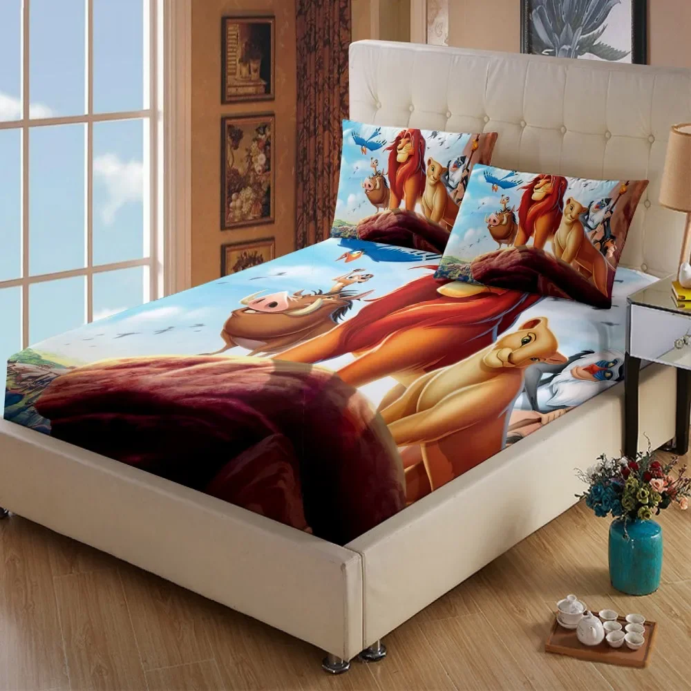 Disney Lion King Simba Cartoon Matrashoes Hoeslaken Lakens Beddengoed voor Kind Kinderen Tiener Sprei Slaapkamer Decor