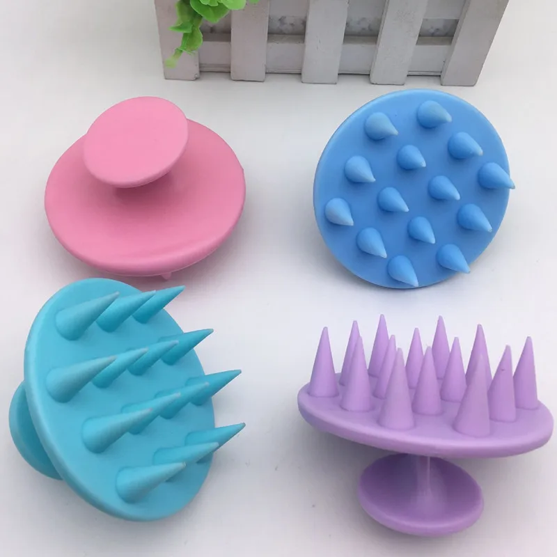 New Fashion Dish Brush Silicone Shampoo Scalp Hair Massager Clean Brushes Bath Shower Hair Cleaning Brush Comb Free Ship