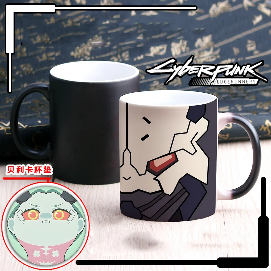 Anime Punk Edgerunners Funny Adam Mug Rebecca Coaster Water Coffee Cup Prop 6 Styles Christmas Present 330ML