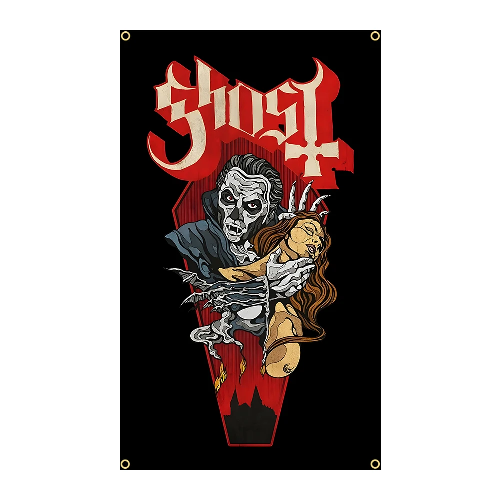 G-Ghost Heavy Rock Band Flag Polyester Digital Printing Banner for Bedroom Wall Art Out Door Tapestry